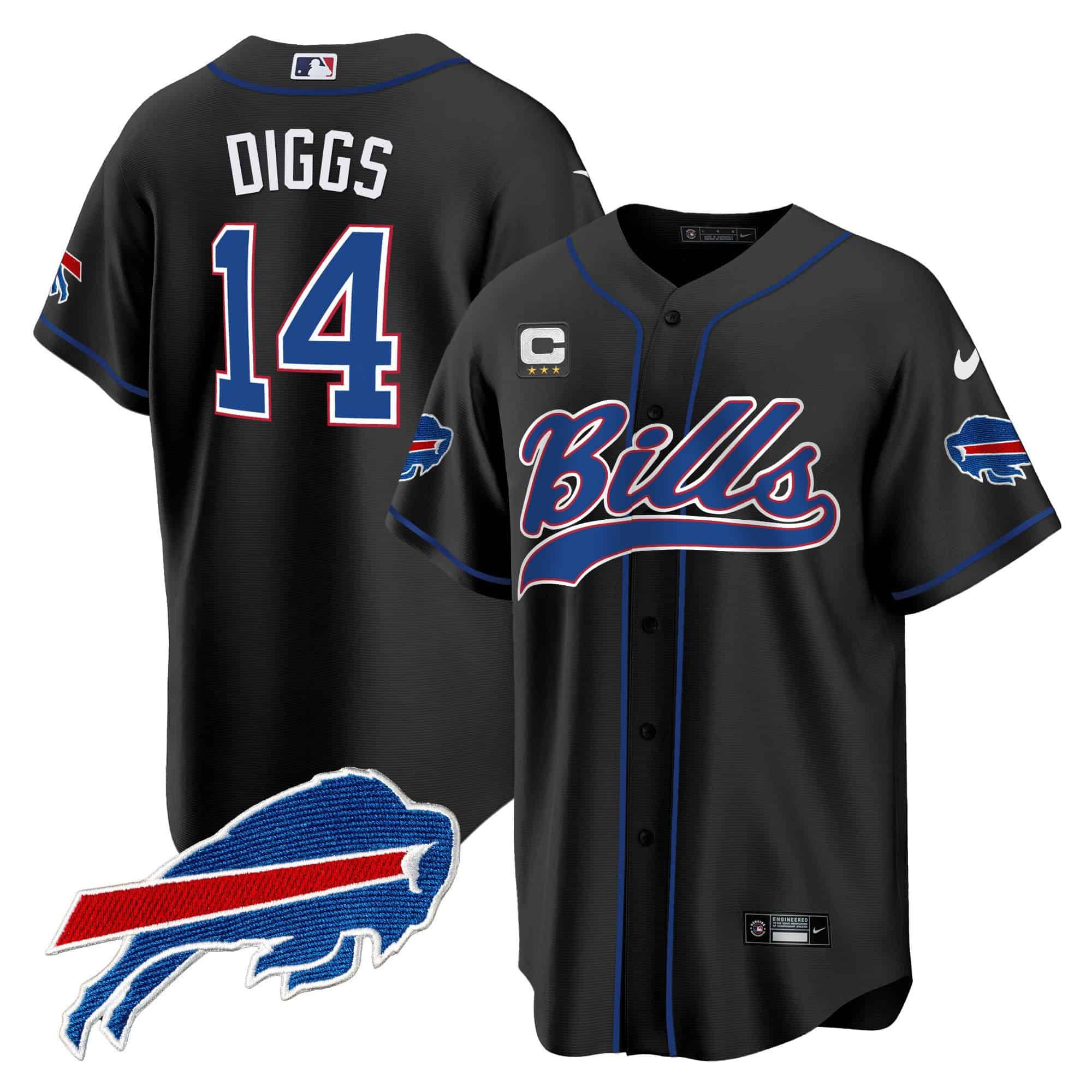 Men Buffalo Bills #14 Diggs Black 2024 Nike Baseball Game NFL Jersey